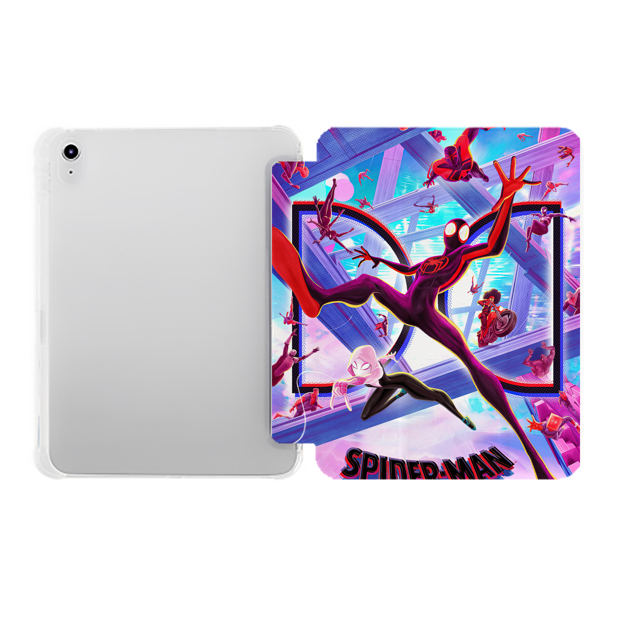 （画像用） Spider Man スパイダーマン IPad ケース ペン収納付き 三つ折りスタンド PUレザー×シリコン 対応機種9.5/10.5/10.9インチ
